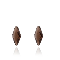 Anborede Røgkvarts, Spidse/ flad, facet, 15*8mm, par